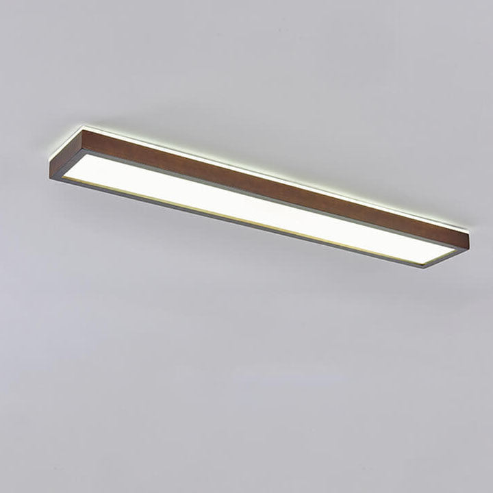 Japanese Minimalist Log Rectangular Walnut LED Flush Mount Ceiling Light BulbSquare