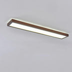 Japanese Minimalist Log Rectangular Walnut LED Flush Mount Ceiling Light BulbSquare