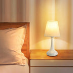 Nordic Vintage Pure Black White Iron Fabric 1-Light Table Lamp Lumendat