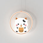 Lumendat Modern Simplicity Kids Aluminum Iron Acrylic Circle Bear Cow LED Pendant Light For Bedside Lumendat