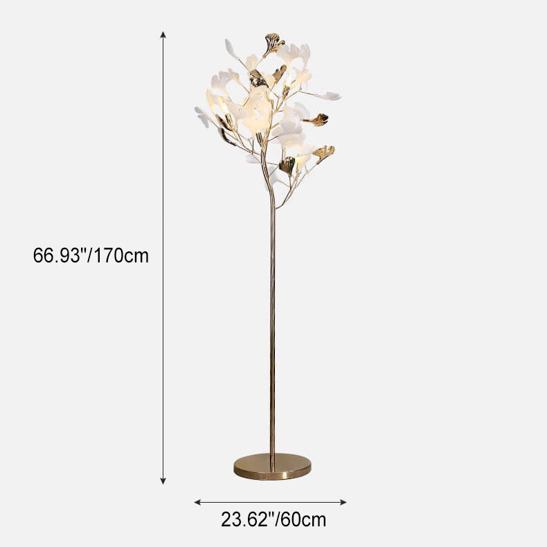Nordic Romantic Ginkgo Leaf Decorative Acrylic Iron 5-Light Standing Floor Lamp Lumendat