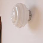 Nordic Cream Wave Round Glass Lampshade 1-Light Wall Sconce Lamp