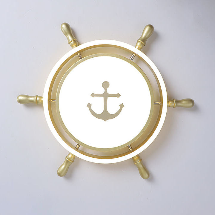 Lumendat Modern Children's Pirate Ship Rudder Iron Acrylic LED Flush Mount Ceiling Light Lumendat
