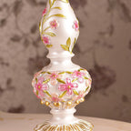 Contemporary Scandinavian Sculpted Floral Resin Iron Metal Fabric 1-Light Table Lamp For Bedroom Lumendat