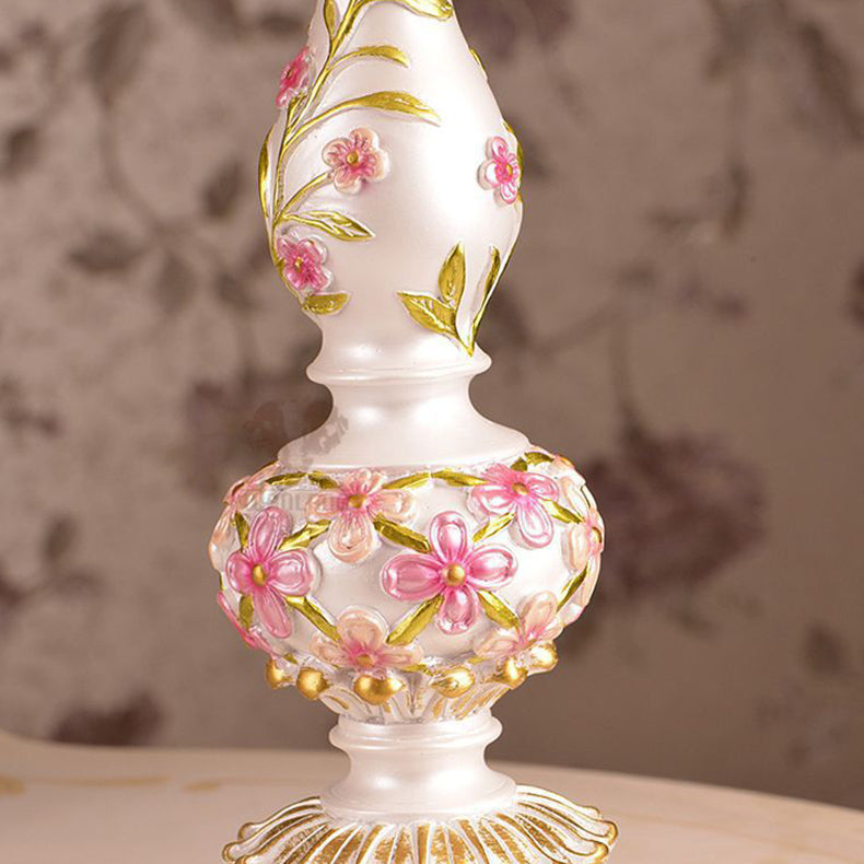 Contemporary Scandinavian Sculpted Floral Resin Iron Metal Fabric 1-Light Table Lamp For Bedroom Lumendat