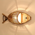 Vintage Bamboo Weaving Fish Shaped 1-Light Wall Sconce Lamp