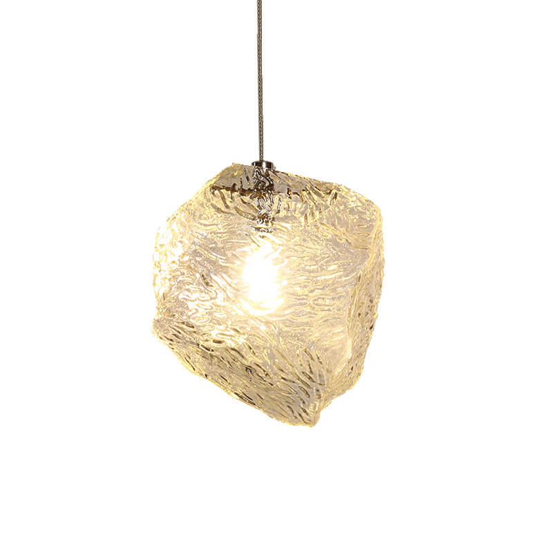 Nordic Creative Ice Cube Glass 1-light Pendant Light BulbSquare