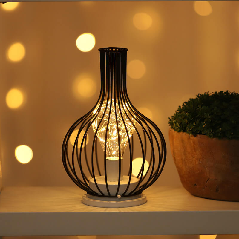 Retro Wrought Iron Wine Bottle Night Light Table Lamp Lumendat