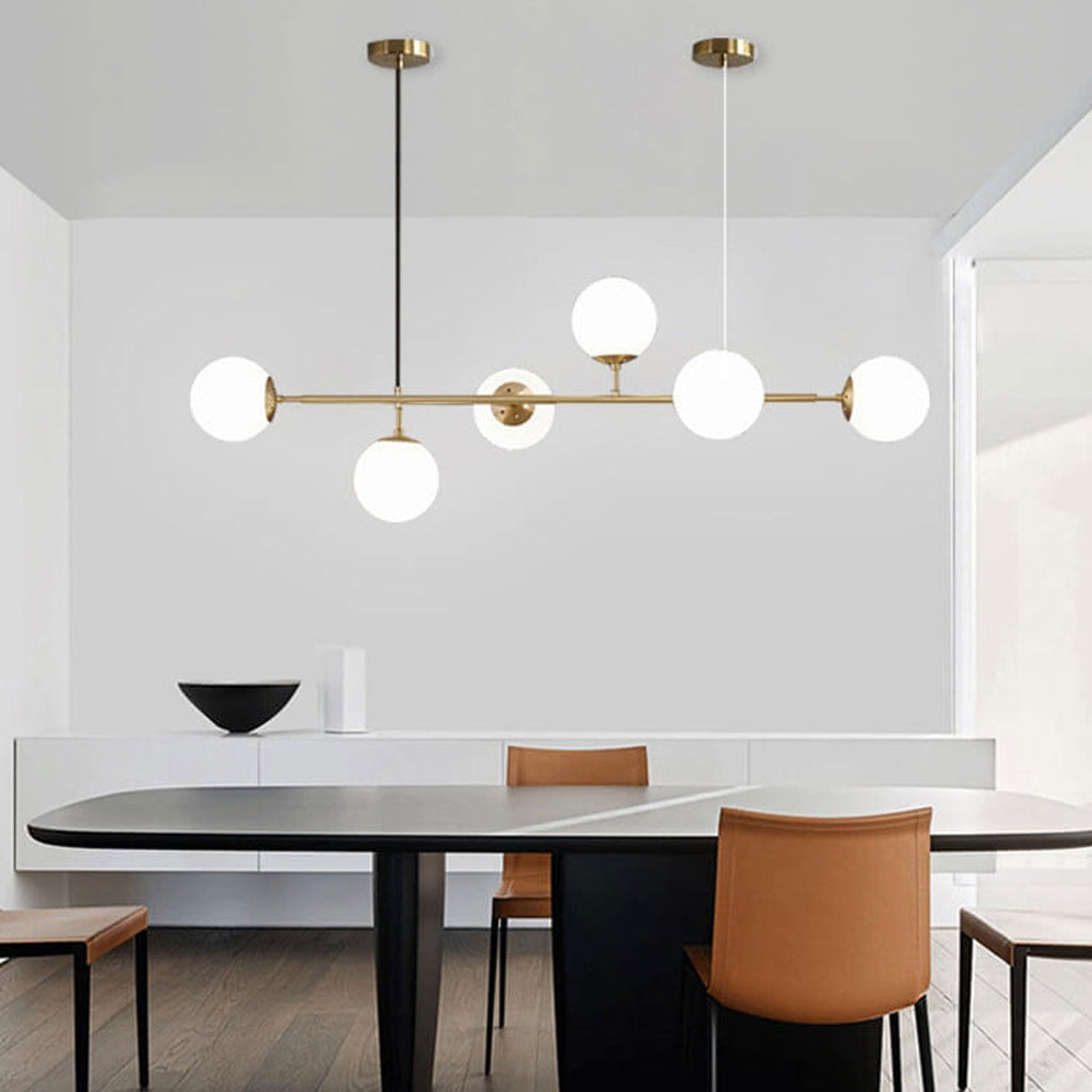 Modern Minimalist Long Glass Round Globe Island Light 6-light Chandelier BulbSquare