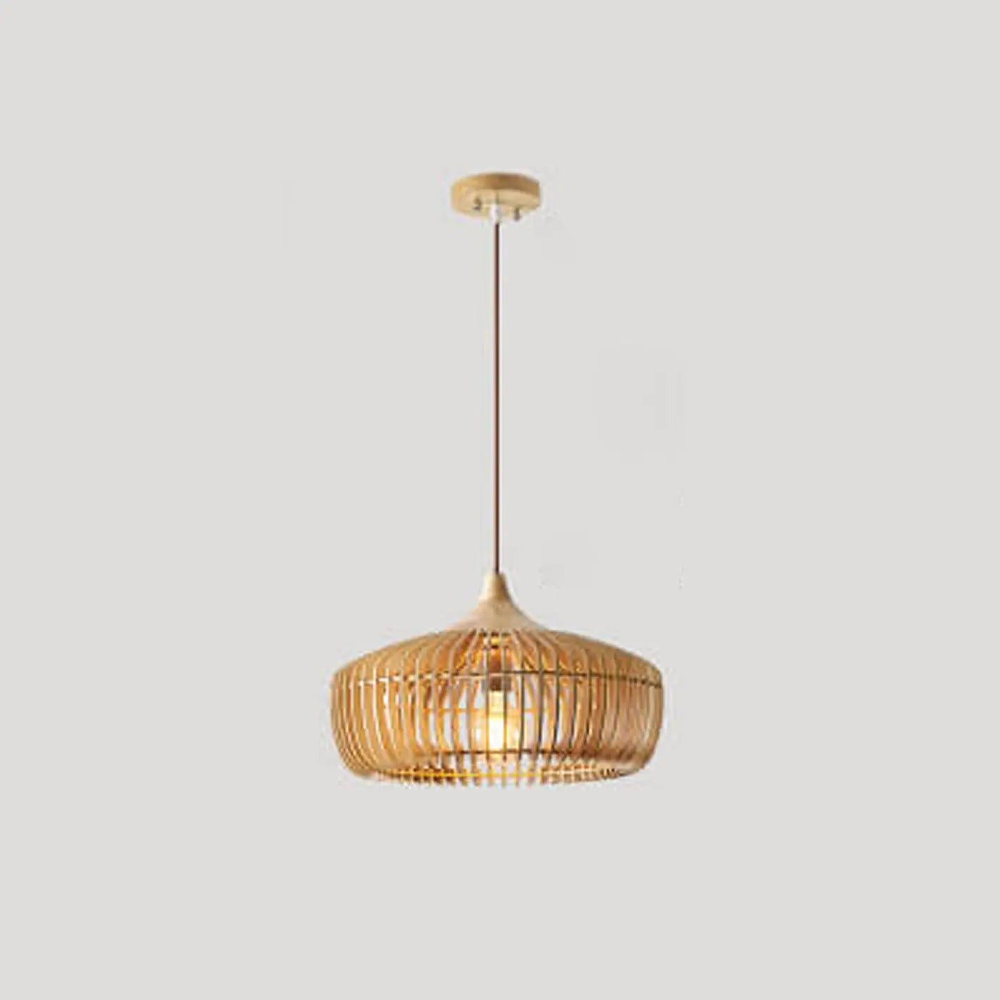 Nordic Vintage Wooden Round Dome Lid 1-light Pendant Light Lumendat