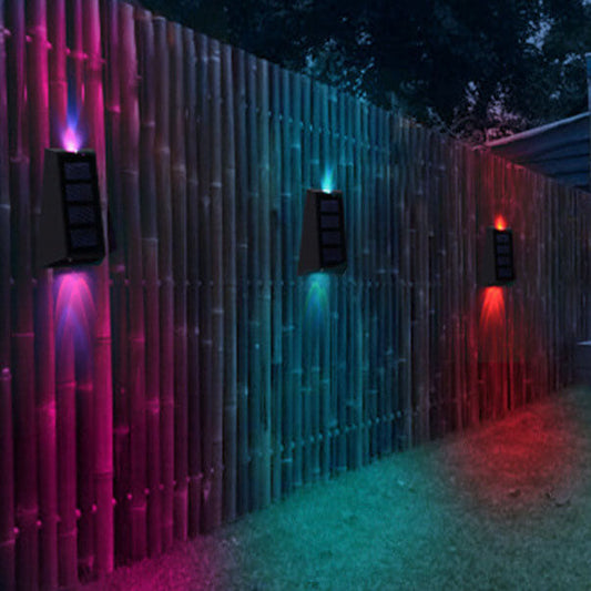 Solar Simple Trapezoid Outdoor RGB Patio LED Wall Sconce Lamp