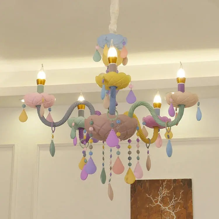 Modern Children's Princess Macaroon Candelabra Crystal Glass 5/6/8/10/12/15 Light Chandelier Lumendat