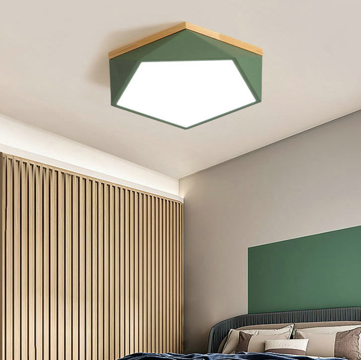 Contemporary Scandinavian Iron Acrylic Polygon LED Flush Mount Ceiling Light for Bedroom