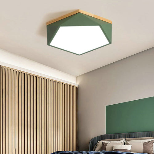Contemporary Scandinavian Iron Acrylic Polygon LED Flush Mount Ceiling Light for Bedroom