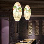 Oriental Antique Handmade Oval Lantern Fabric 1-light Pendant Light modern luxury lighting fixture