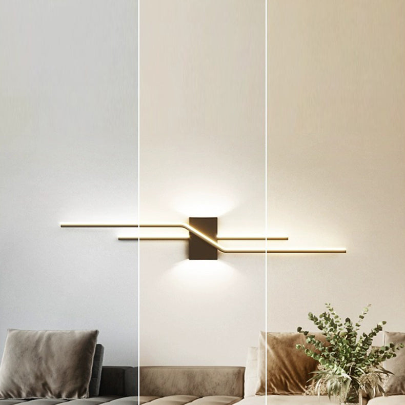 Modern Minimalist Aluminum Geometric Long Straight Line LED Wall Sconce Lamp For Living Room Lumendat