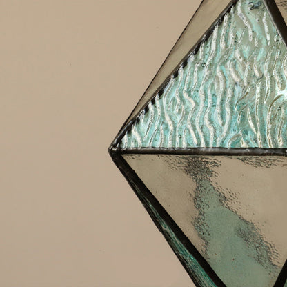 Traditional Vintage Polygonal Brass Stained Glass 1-light Pendant Light for Living Room