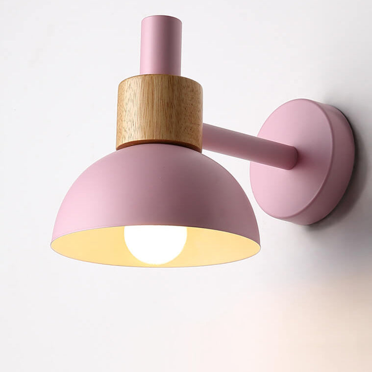 Modern Classic Macaron Solid Color Wood Iron 1-Light Wall Sconce Lamp Lumendat