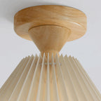 Traditional Japanese Log Pleated Taper Fabric 1-Light Semi-Flush Mount Ceiling Light For Living Room