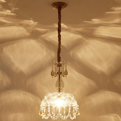 Modern Luxury Crystal Hanging Dome 1-light Pendant Light
