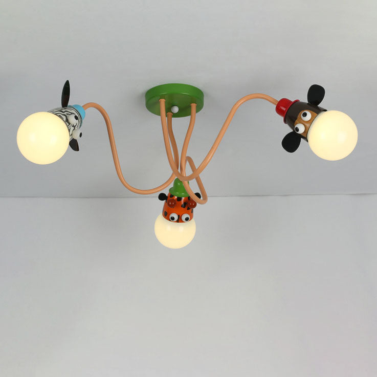 Lumendat Cartoon Creative Animal Light Head 3/4/5 Light Kids Semi-Flush Mount Ceiling Light Lumendat
