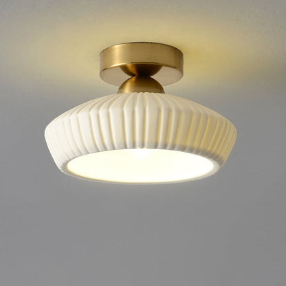 Modern Light Luxury Ceramic Disc 1-light Semi-flush Mount Lighting