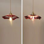 Traditional Vintage Lotus Leaf Glass Brass 1-light Pendant Light for Living Room BulbSquare