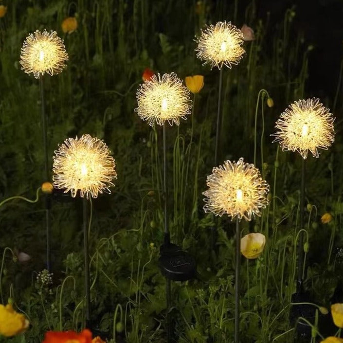 Solar Dandelion Aluminum Wire Globe Light LED Outdoor Waterproof Luminous Garden Insert Ground Landscape Light Lumendat