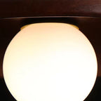 Modern Simplicity Rubberwood Glass Round 1-Light Semi-Flush Mount Ceiling Light For Hallway Lumendat