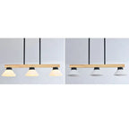 Nordic Solid Wood Cone Glass Shade 3/4 Light Island Light Chandelier BulbSquare