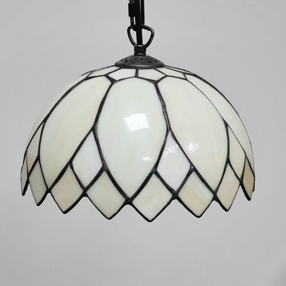 Tiffany European Style Milk White Glass Dome 1-light Pendant Light