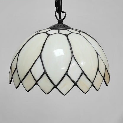 Tiffany European Style Milk White Glass Dome 1-light Pendant Light