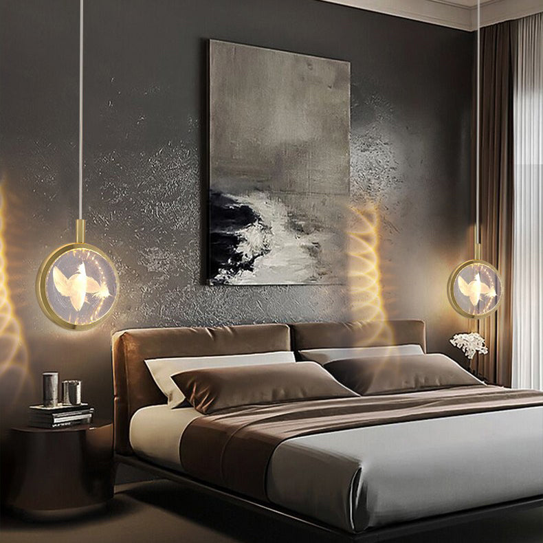 Modern Minimalist Round Ball Aluminum Crystal LED Pendant Light for Bedroom BulbSquare