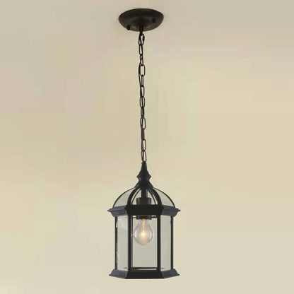 Modern Minimalist Hexagonal Column Aluminum Glass 1-light Outdoor Pendant Light for Garden