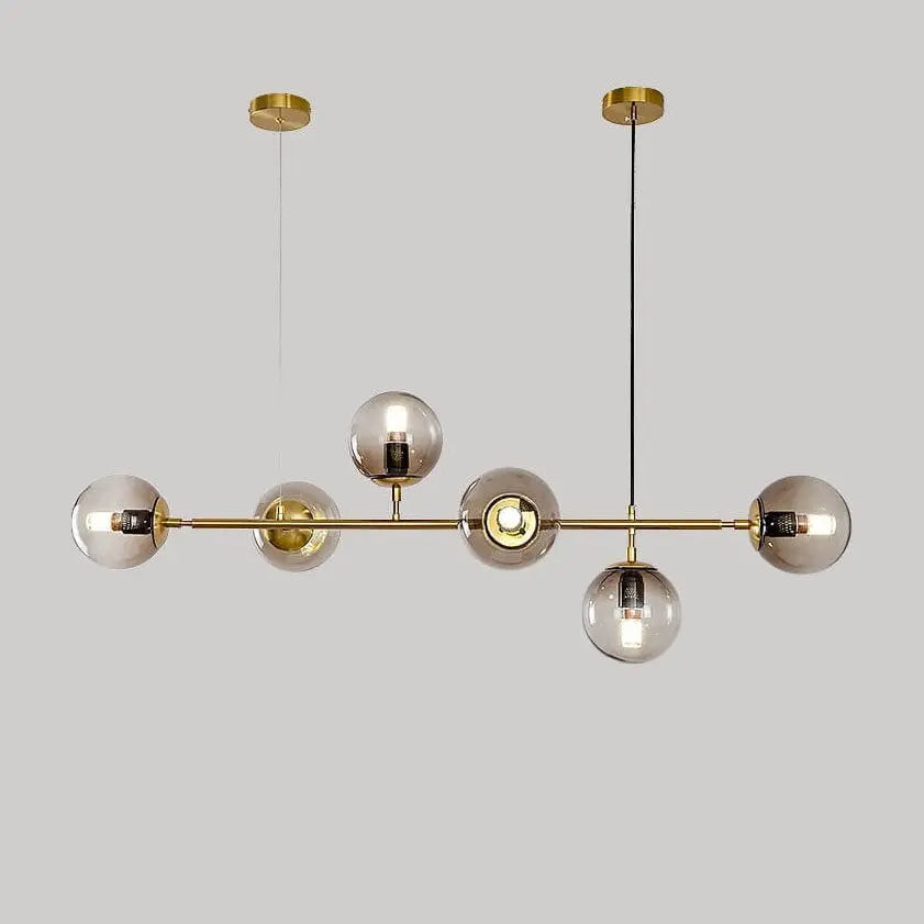 Nordic Minimalist Colorful Orb Metal Glass 6-light Island Light Chandelier BulbSquare