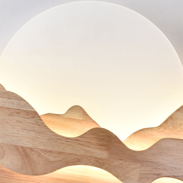 Modern Art Deco Round Mountain Shaped Wood Acrylic LED Wall Sconce Lamp For Living Room Lumendat