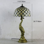 Vintage Tiffany Peacock Gem Dome Glass Resin 1-Light Table Lamp Lumendat