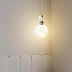 Modern Minimalist Astronaut Moon Iron Resin LED Pendant Light for Bedroom BulbSquare