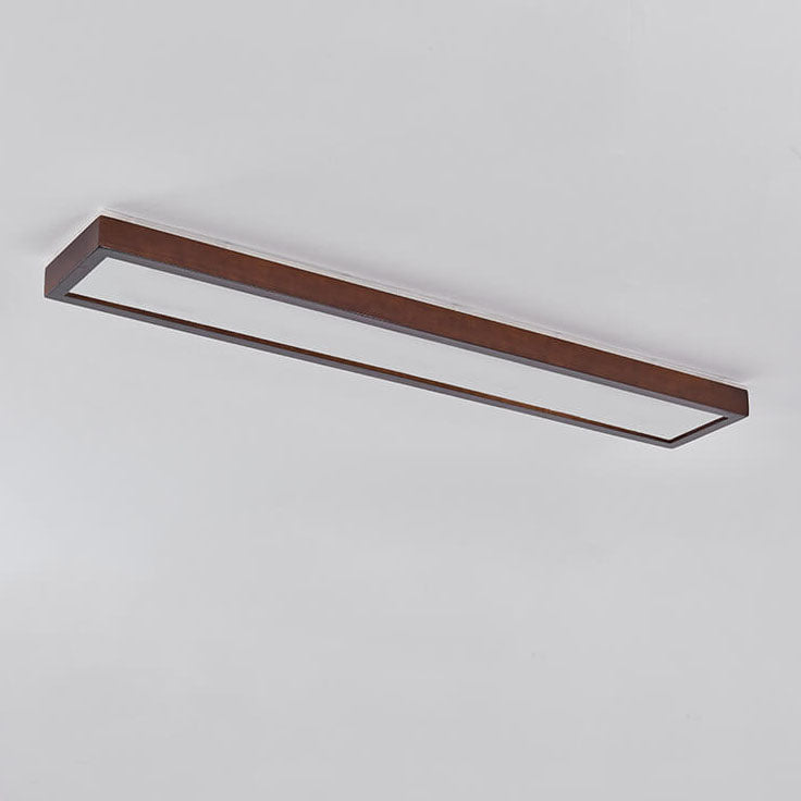 Japanese Minimalist Log Rectangular Walnut LED Flush Mount Ceiling Light BulbSquare