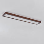 Japanese Minimalist Log Rectangular Walnut LED Flush Mount Ceiling Light BulbSquare