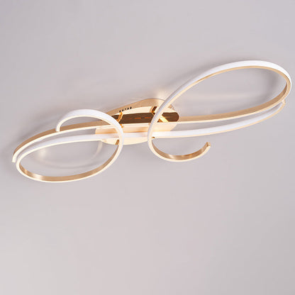Modern Minimalist Curved Line Iron Aluminum Silicone LED Semi-flush Mount Ceiling Light for Living Room