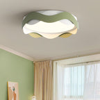 Contemporary Creative Cream Waves Round Acrylic Iron LED Flush Mount Ceiling Light for Living Room