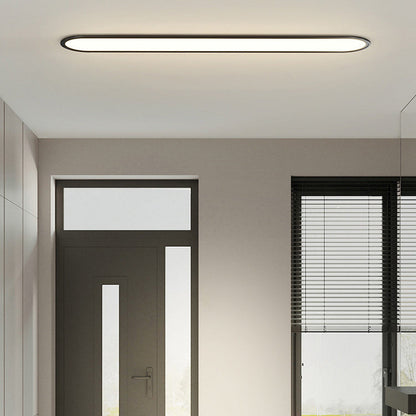 Modern Minimalist Iron Aluminum Acrylic Strip Elliptical LED Flush Mount Ceiling Light for Hallway