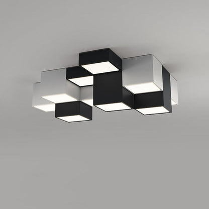 Modern Minimalist Cube Iron Acrylic LED Flush Mount Ceiling Light for Living Room