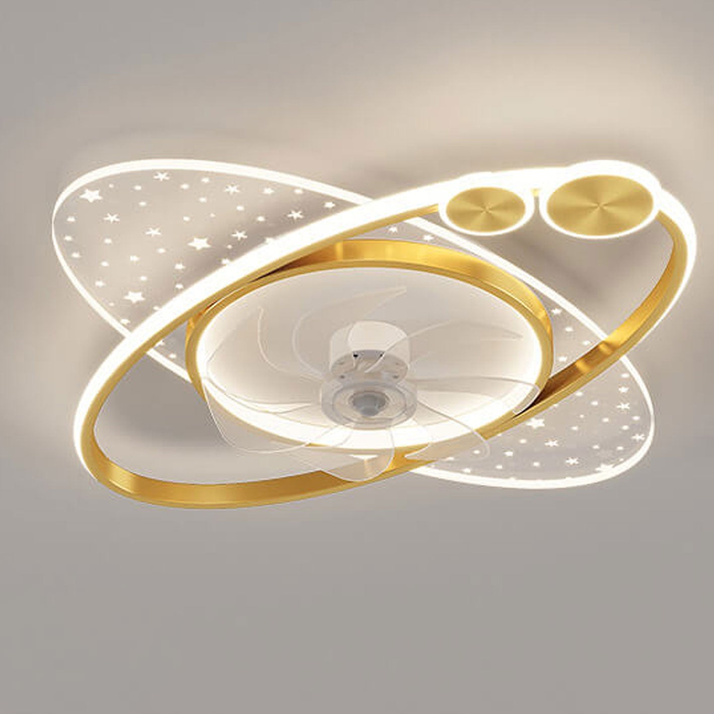 Lumendat Modern Creative Planet Star Effect LED Flush Mount Ceiling Fan Light Lumendat