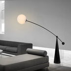 Contemporary Creative Tapered Base Fishing Rod Orb Iron Glass 1-Light Standing Floor Lamp For Living Room Lumendat