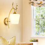 Nordic Creative Antler Glass Cone Shade 1-Light Wall Sconce Lamp for Living Room