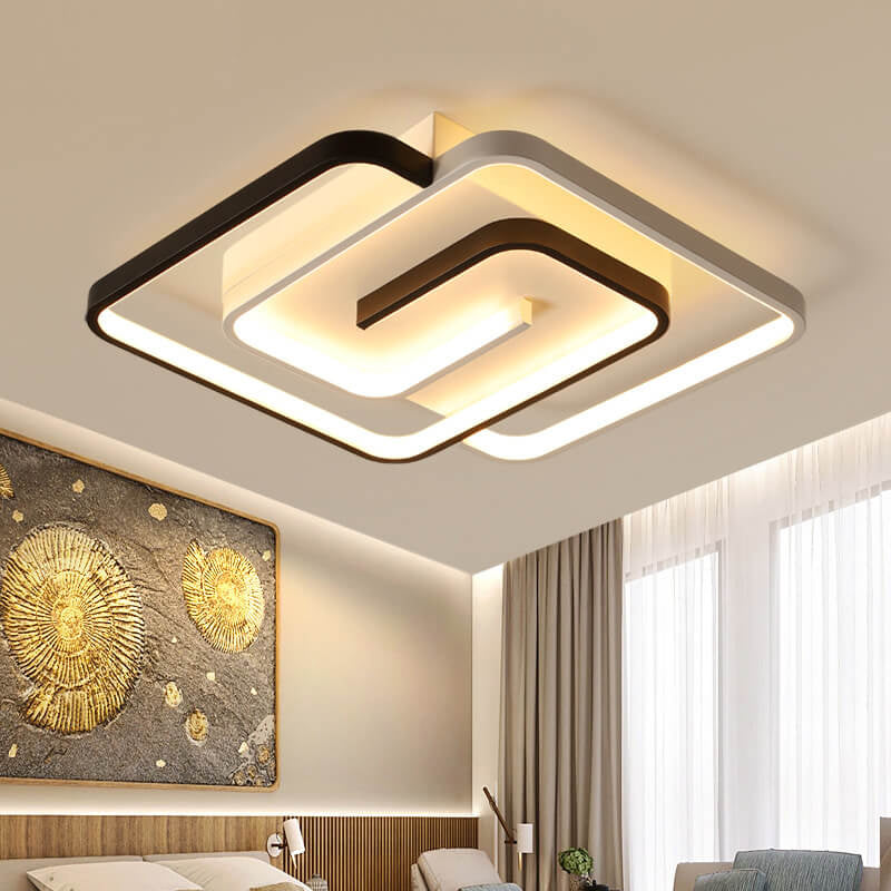 Modern Creative Square Ring Aluminum LED Semi-Flush Mount Ceiling Light Lumendat