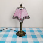 European Vintage Tiffany Square Stained Glass Iron 1-Light Table Lamp Lumendat