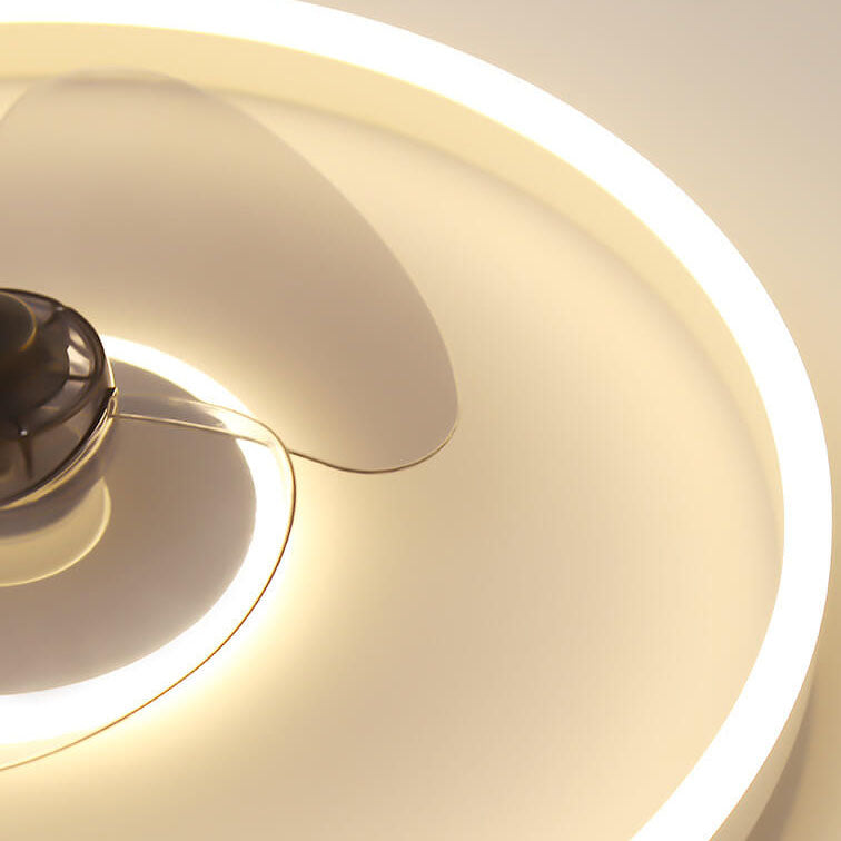 Contemporary Nordic Round Iron Silicone Aluminum Invisible LED Flush Mount Ceiling Fan Light For Living Room & Bedroom Lumendat